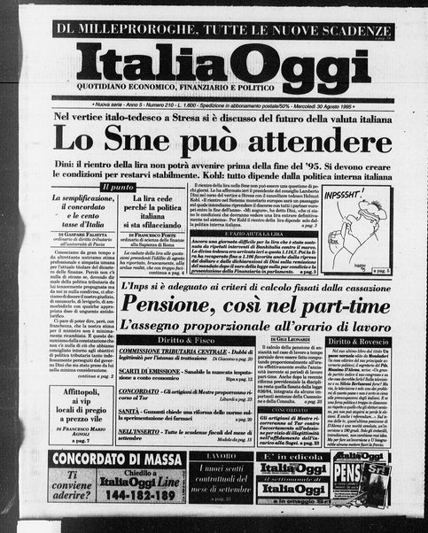 Italia oggi : quotidiano di economia finanza e politica